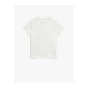 Koton Boy White Short Sleeve Basic Cotton Crew Neck T-Shirt
