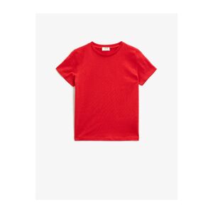 Koton Boy Red Short Sleeve Basic Cotton Crew Neck T-Shirt