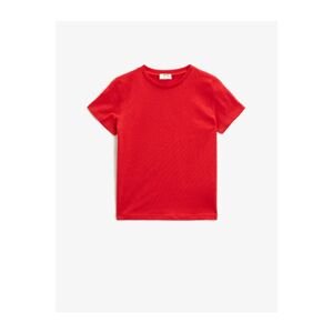 Koton Boy Red Short Sleeve Basic Cotton Crew Neck T-Shirt