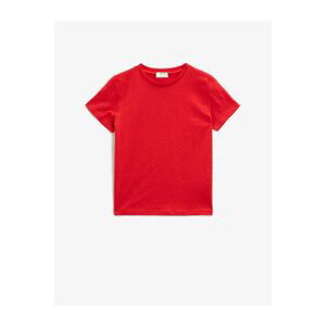 Koton Boy Red Short Sleeve Basic Cotton Crew Neck T-Shirt