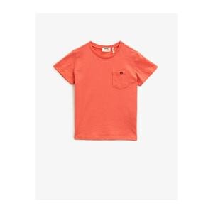 Koton Kids Orange Plain Cotton Pocket Crew Neck Short Sleeve T-Shirt