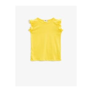 Koton Girl's Yellow Ruffle Sleeve T-shirt