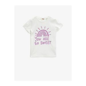 Koton Girl Printed T-Shirt Short Sleeve Printed Cotton