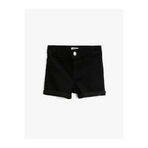 Koton Girl Black Cotton Jean Shorts