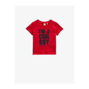 Koton Baby Boy Red Short Sleeve Printed Cotton T-Shirt
