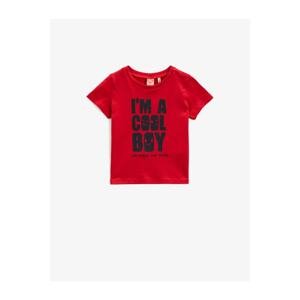 Koton Baby Boy Red Short Sleeve Printed Cotton T-Shirt