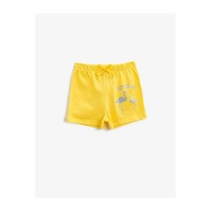 Koton Girl's Yellow Cotton Shorts