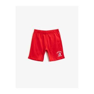 Koton Boy Red Printed Cotton Shorts