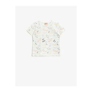 Koton Baby Boy Ecru Patterned Short Sleeve T-Shirt