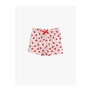 Koton Girls Pink Cotton Printed Shorts