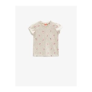 Koton Floral Polka Dot Cotton T-Shirt