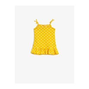 Koton Baby Girl Yellow Polka Dot Suspended Cotton Dress