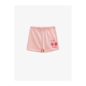 Koton Girls Pink Printed Cotton Shorts