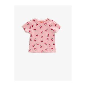 Koton Baby Girl Pink Short Sleeve Crew Neck Cotton T-Shirt