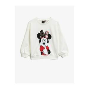 Koton Girl's Ecru Cotton Minnie Mouse Sweatshirt