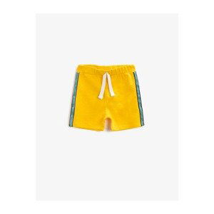 Koton Boys Yellow Striped Cotton Waist Shorts