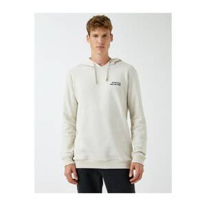 Koton Men's Beige Slogan Sweatshirt Hoodie