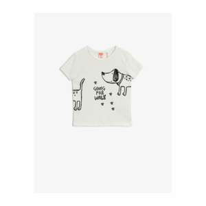 Koton Male Dog Printed Short Sleeve Cotton Crew Neck T-Shirt