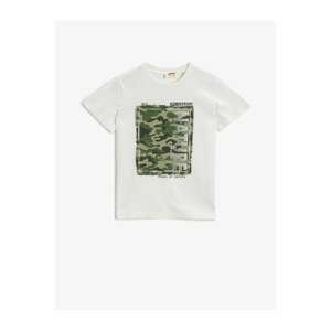 Koton Camouflage Patterned T-Shirt Short Sleeve Cotton Crew Neck