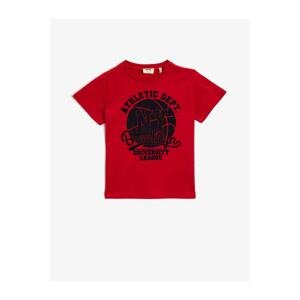 Koton Boy Red Cotton Printed Crew Neck T-Shirt