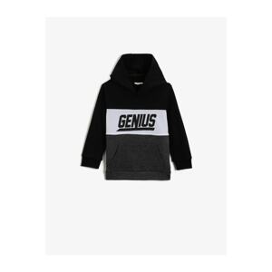 Koton Boy's Black Hooded Sweatshirt