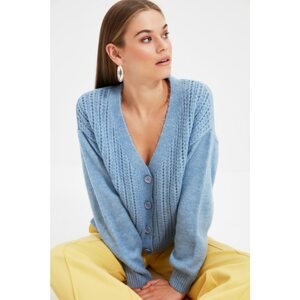 Trendyol Blue Knitted Detailed Knitwear Cardigan