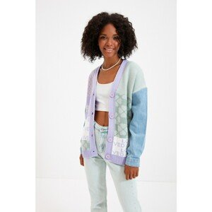 Trendyol Multicolored Jacquard Garnish Knitwear Cardigan