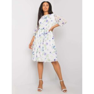 Plus size white dress with floral patterns