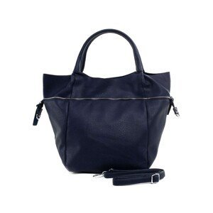 A large, navy blue women's bag