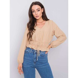 RUE PARIS Beige blouse with ruffles