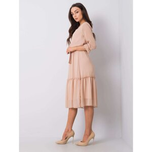 RUE PARIS Beige dress with a belt