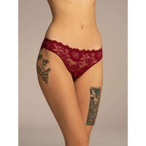 Ladies' maroon lace panties with a bow