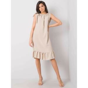Ladies' beige dress with a frill