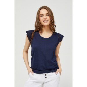 Blouse with openwork decorations - navy blue