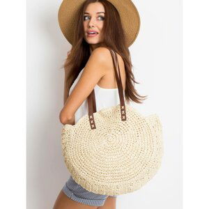 Light beige woven bag for women