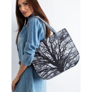 Gray felt bag with a tree print