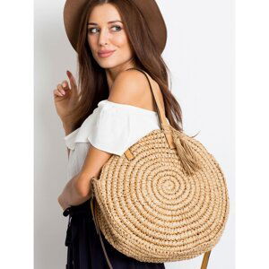 Round, braided beige bag