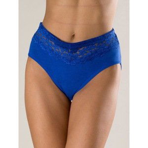 Cotton blue panties with a high waist and lace