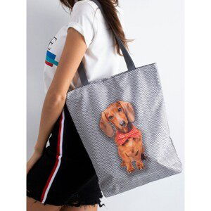 Gray cloth bag with a dog print