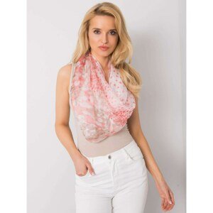 Pink and beige scarf with a print