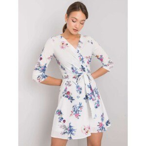 Lady's white dress with floral patterns