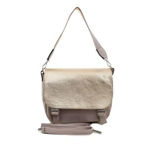 Ladies' beige and gold bag made of ecological leather