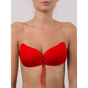 A red self-supporting bra