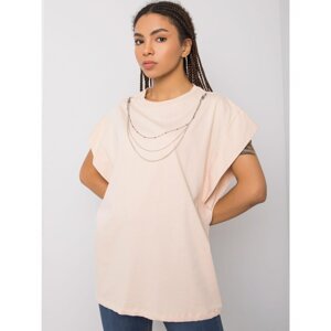 Peach T-shirt with necklace Arianna RUE PARIS