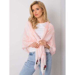 Pink women's scarf with colorful patches