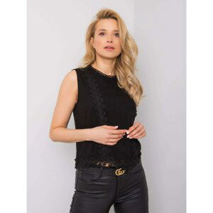 RUE PARIS Black blouse with lace
