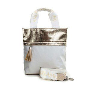 Ladies' beige and white shoulder bag