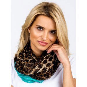 Brown and green leopard print scarf