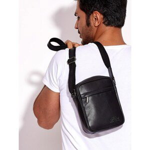 Men's black leather shoulder bag