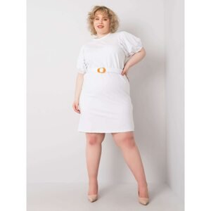 White dress plus sizes with decorative sleeves